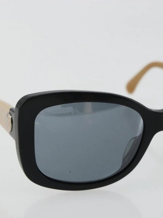 CHANEL COCO Mark Sunglasses plastic Beige Black CC Auth 179322 main image 5